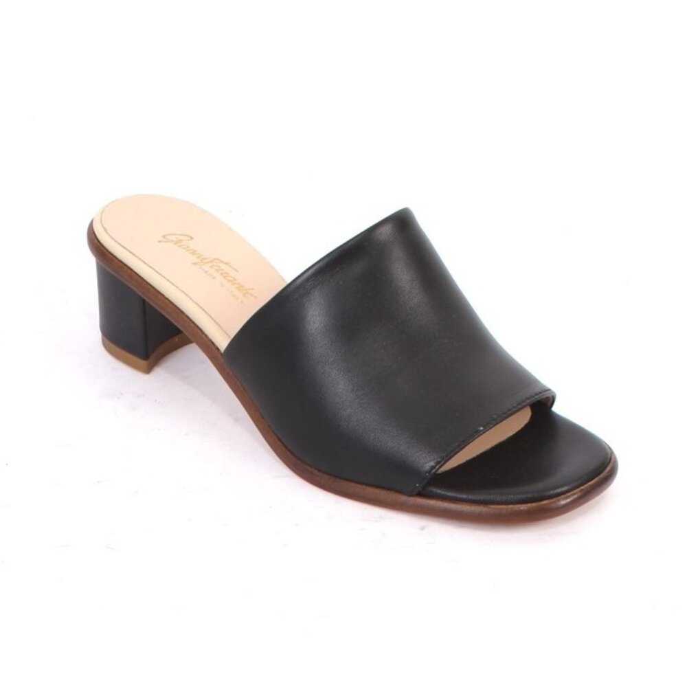 Gianni Ferrante 4330k Black Leather Slide Heel Sandal